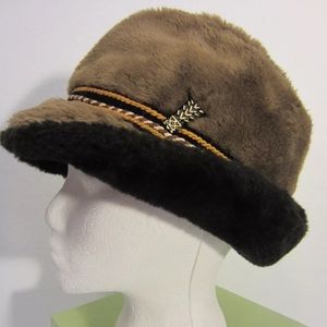 Vintage Brown Faux Fur Fleece Bucket Hat